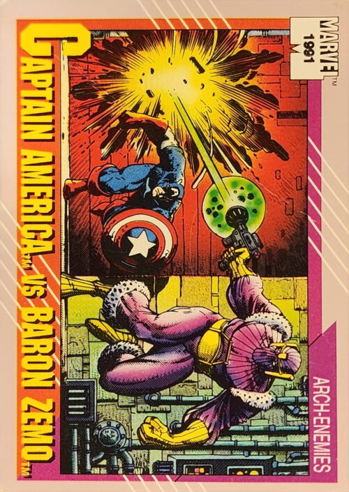 1991 Marvel Universe Series I #99 Captain America vs Baron Zemo