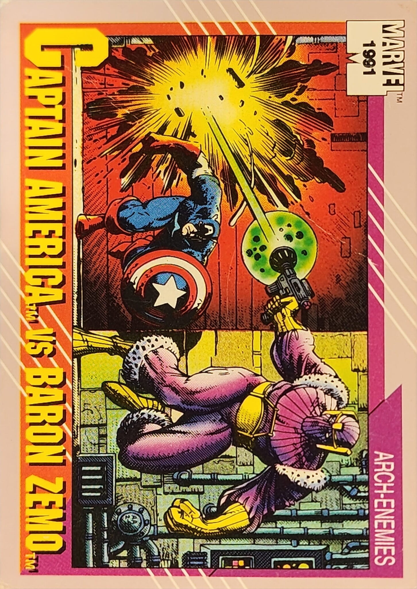 1991 Marvel Universe Series I #99 Captain America vs Baron Zemo