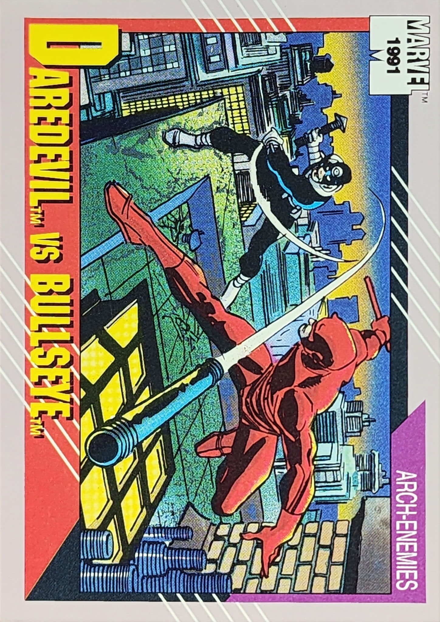 1991 Marvel Universe Series I #104 Daredevil vs Bullseye
