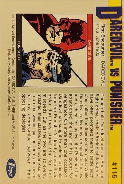 1991 Marvel Universe Series I #116 Daredevil vs Punisher - Image 2