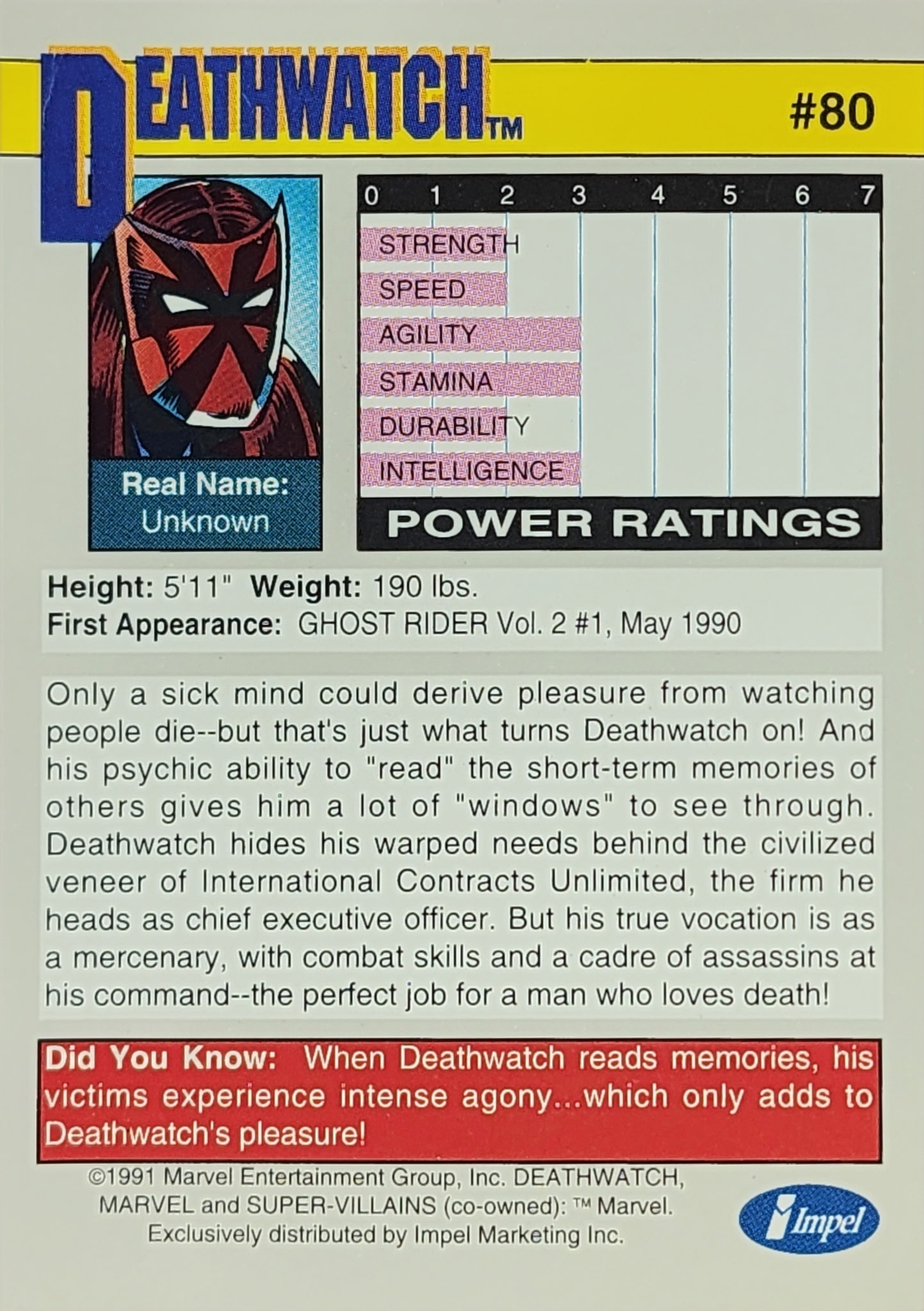 1991 Marvel Universe Series I #80 Deathwatch - Image 2