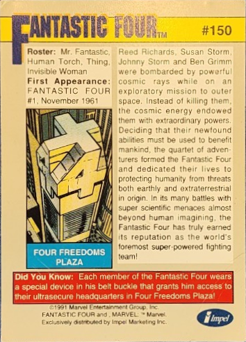 1991 Marvel Universe Series II #150 Fantastic Four - Image 2