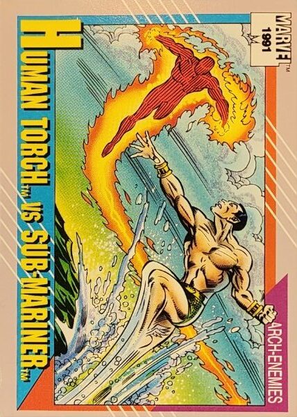 1991 Marvel Universe Series I #97 Human Torch vs Sub-Mariner