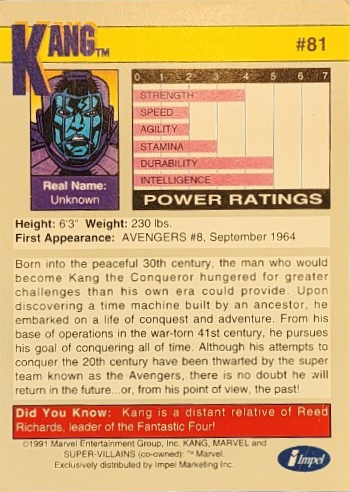 1991 Marvel Universe Series II #81 Kang - Image 2