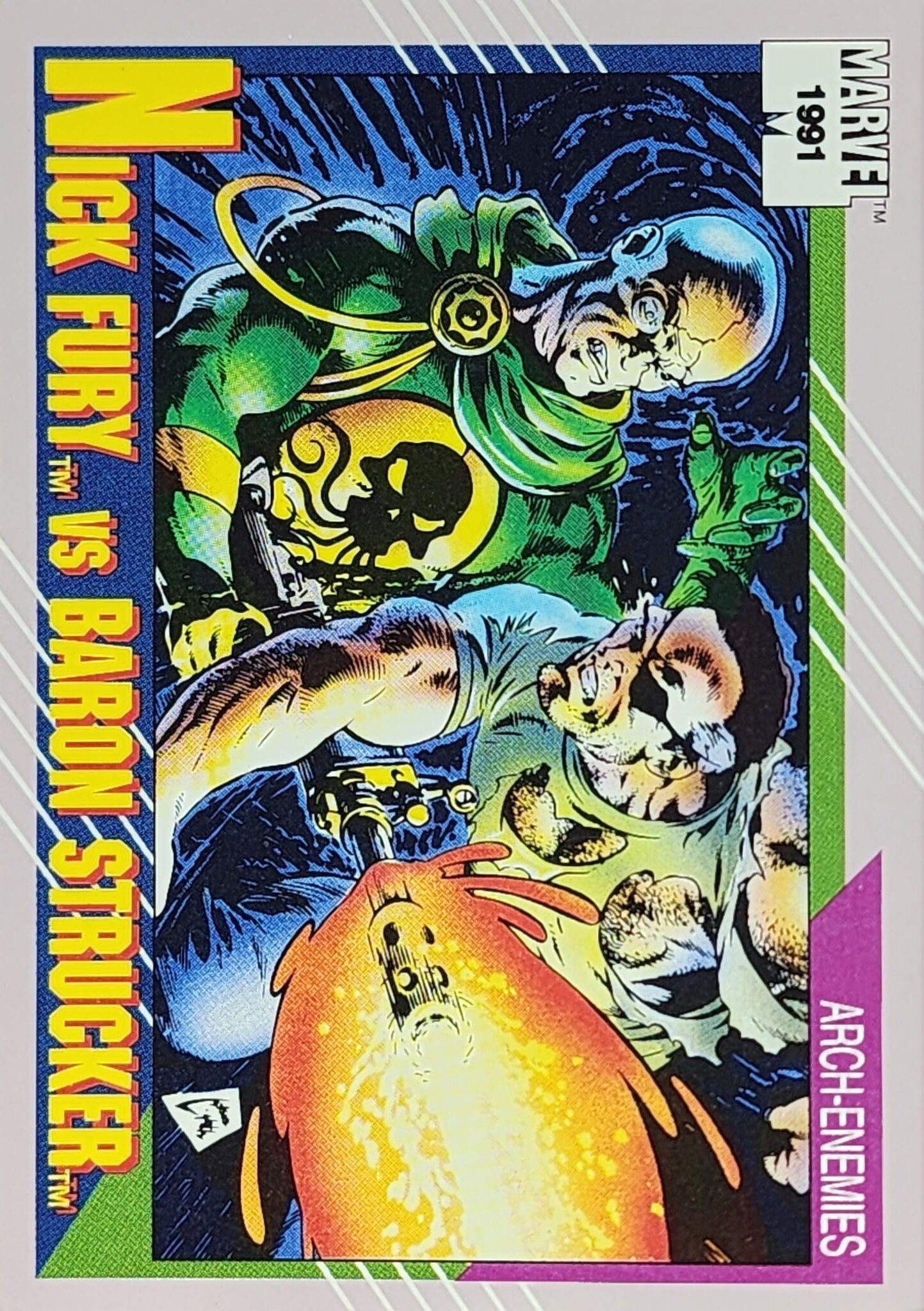 1991 Marvel Universe Series I #111 Nick Fury vs Baron Strucker