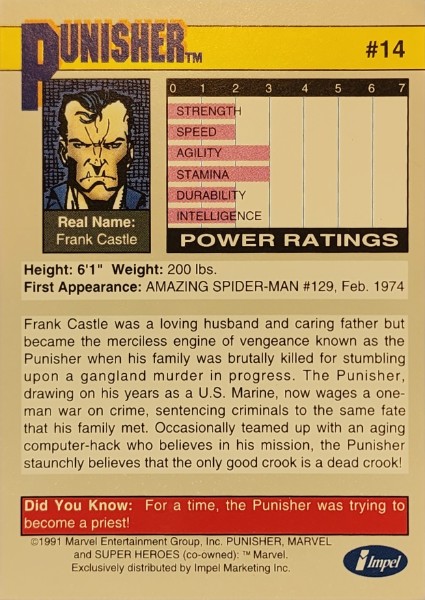 1991 Marvel Universe Series I #14 Punisher - Image 2
