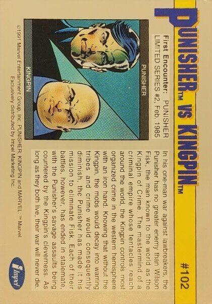 1991 Marvel Universe Series I #102 Punisher vs Kingpin - Image 2