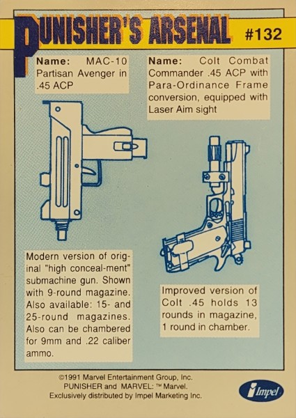 1991 Marvel Universe Series I #132 Punisher’s Arsenal - Image 2