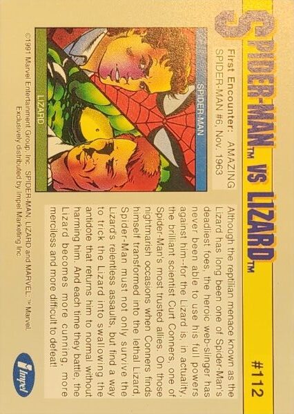 1991 Marvel Universe #112 Spider-Man vs Lizard - Image 2