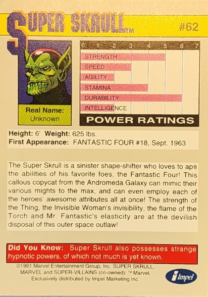 1991 Marvel Universe Series II #62 Super Skrull - Image 2