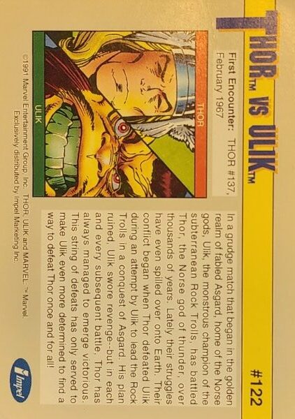 1991 Marvel Universe Series II #122 Thor vs Ulik - Image 2