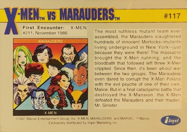 1991 Marvel Universe Series I #117 X-Men vs Marauders - Image 4
