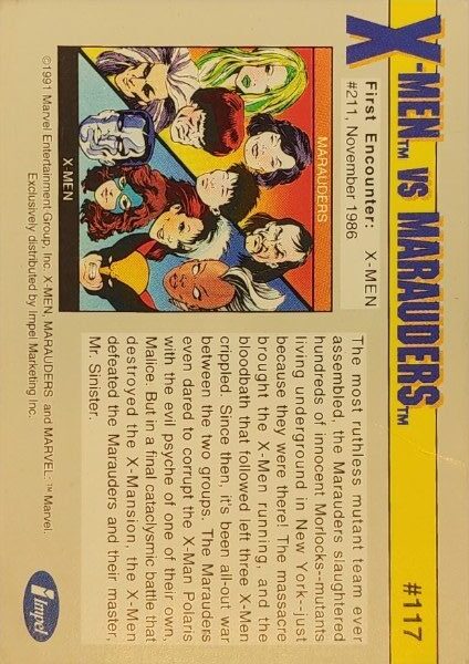 1991 Marvel Universe Series I #117 X-Men vs Marauders - Image 2